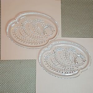 Vintage Federal Glass Hospitality Snack Plates Homestead Wheat Set of 2
